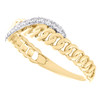 10K Yellow Gold Round Diamond Bypass Ribbon on Cuban Link Stackable Ring 0.16 Ct