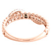 10K Rose Gold Round Diamond Bypass Ribbon on Cuban Link Stackable Ring 0.16 Ct.