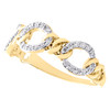 10K Yellow Gold Diamond Oval & Round Cuban Link Women's Stackable Ring 0.20 Ct.