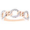 10K Rose Gold Diamond Oval & Round Cuban Link Women's Stackable Ring 0.20 Ct.