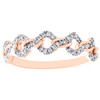 10K Rose Gold Diamond Square Cuban Link / Infinity Ring Stackable Band 0.20 Ct.