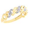 10K Yellow Gold Diamond Square Cuban Link Women's Ring Stackable Band 0.16 Ct.