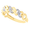 10K Yellow Gold Diamond Square Cuban Link Women's Ring Stackable Band 0.16 Ct.