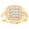 10 karat gult guld rund & baguette diamant statement octagon pinky ring 1,50 ct.