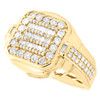 bague rose octogonale en or jaune 10 carats avec diamants ronds et baguettes 1,50 ct.