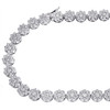 Genuine Diamond Flower Cluster 8mm Link Chain 22" Sterling Silver Necklace 3 CT.