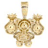 10K Yellow Gold Genuine Diamond Teddy Bear Money Bag Pendant 1.75" Charm 1.33 CT