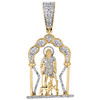 10K Yellow Gold Genuine Diamond Religious San Lazaro Pendant 1.75" Charm 3/4 CT.