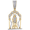 Ciondolo religioso San Lazaro in oro giallo 10k con diamanti genuini, ciondolo da 1,75 pollici, 3/4 ct.