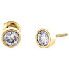 14K Yellow Gold Genuine Round Solitaire Diamond Bezel Set Stud 7mm Earrings 1 CT