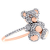 10K Rose Gold Round Diamond Teddy Bear Ring 15mm Cocktail Fancy Band 1/2 CT.