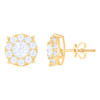 10k Yellow Gold Solitaire Moissanite 11mm Halo Circle Stud Earrings 1.80 Ct