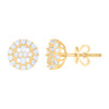 Boucles d'oreilles rondes et baguette en or jaune 10 carats moissanite 9 mm cercle 3/4 ct