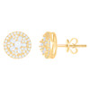 10k Yellow Gold Baguette Moissanite 10mm Tiered Circle Stud Earrings 1.03 Ct