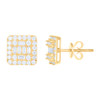 10k Yellow Gold Round & Baguette Moissanite 8.25mm Square Stud Earrings 1.22 Ct