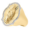 10K Yellow Gold Round Diamond 25mm Virgin Mother Mary Pinky Ring Band 1/4 CT.