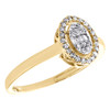 10 karat gult guld rund & baguette diamant oval halo ramme forlovelsesring 1/10 ct