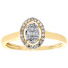 10K Yellow Gold Round & Baguette Diamond Oval Halo Frame Engagement Ring 1/10 CT