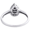 10K White Gold Round & Baguette Diamond Halo Teardrop Engagement Ring 1/6 CT.