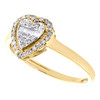 Bague fantaisie en or jaune 10 carats avec halo de diamants ronds et baguettes en forme de cœur 1/10 ct.
