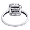 Bague droite en or blanc 10 carats avec halo de diamants ronds et baguettes 1/3 ct.