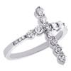 14K White Gold Genuine Round Diamond 19mm Cross Right Hand Cocktail Ring 5/8 CT.