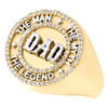 10K Yellow Gold Round Diamond DAD Statement Tiered Pinky Ring 19mm Band 1/3 CT.