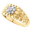 10K Yellow Gold Diamond Nugget Ore Flower Cluster 10mm Pinky Ring Band 1/2 CT.