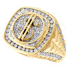 Ring aus 10-karätigem Gelbgold mit Diamanten, Geld-/Dollarzeichen, kleiner Finger, 19 mm, Statement-Band, 1 ct.