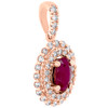 14K Rose Gold Oval Natural Ruby & Diamond Pendant 0.75" Halo Fancy Charm 3/4 CT.