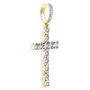 Ciondolo religioso con croce di dichiarazione di diamanti rotondi in oro giallo 10k, ciondolo da 2" 1/2 ct.