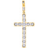 Colgante religioso con cruz llamativa de diamantes redondos en oro amarillo de 10 k, dije de 2 ", 1/2 qt.