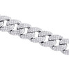 Sterling Silver Moissanite 15mm Miami Cuban Link Chain 22" 3 Row Necklace 29 CT.