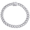 Bracciale in argento sterling rotondo con moissanite da 8 mm, maglia cubana di Miami, 8,25", 1,88 ct.