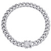 Bracciale in argento sterling rotondo con moissanite da 8 mm, maglia cubana di Miami, 8,25", 1,88 ct.