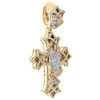 10K Yellow Gold Round & Baguette Diamond Praying Hand Cross Pendant Charm 1.2 CT