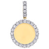 10K Yellow Gold Round Diamond Memory Picture Frame Pendant 1.40" Charm 1/3 CT.