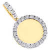 10K Yellow Gold Round Diamond Memory Picture Frame Pendant 1.40" Charm 1/3 CT.