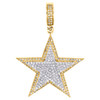 10K Yellow Gold Round Diamond 5 Point Star Pendant 1.50" Pentagram Charm 1/2 CT.