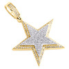 10K Yellow Gold Round Diamond 5 Point Star Pendant 1.50" Pentagram Charm 1/2 CT.