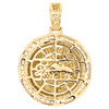 10K Yellow Gold Baguette Diamond World Map Medallion Pendant 1.40" Charm 1.35 CT