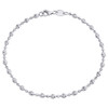 10K White Gold Texture Moon Cut / Candy Bead 3mm Fancy Anklet / Bracelet 10"