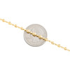 10K Yellow Gold Texture Moon Cut / Candy Bead 3mm Italian Chain / Necklace 18"