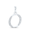 10K White Gold Round Cut Diamond Women's Initial 'O' Letter Pendant 1/10 CT.