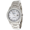 Mens Rolex 36mm DateJust Diamond Watch Oyster Steel Band White MOP Dial 2 CT.