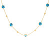 14K Yellow Gold Women's Light Blue Evil Eye & Moon Cut Bead Station Necklace 18"