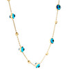 14K Yellow Gold Women's Light Blue Evil Eye & Moon Cut Bead Station Necklace 18"