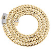 10K Yellow Gold Cubic Zirconia 6.5mm Monaco / Cuban Link Chain CZ Necklace 20"