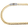 10K Yellow Gold Cubic Zirconia 6.5mm Monaco / Cuban Link Chain CZ Necklace 20"