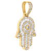 10K Yellow Gold Baguette Cut Diamond Hamsa Hand Pendant Women's Charm 1.90 CT